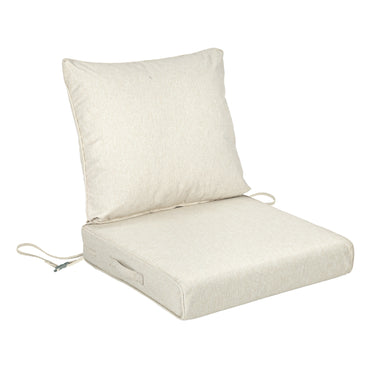 Waterproof Outdoor Deep Seat Cushion Set with Adjustable Straps & Removable Cover - Khaki