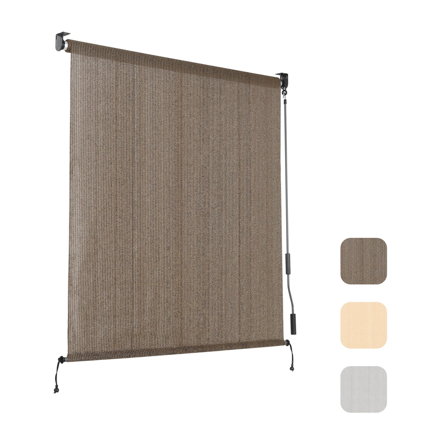 Patio Roller Shade, HDPE Fabric Outdoor Cordless Roll Up Blind with UV Protection