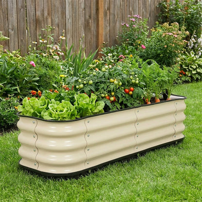 11" Tall Galvanized Raised Garden Bed, Self-Watering Planter Box - 47"x16.5"