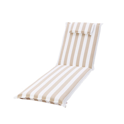 79x25x3 inch Outdoor Lounge Chair Cushion with Headrest, Beige Stripe