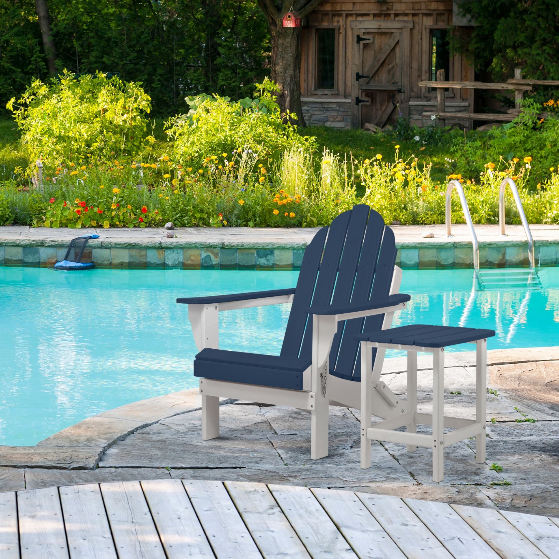 18x14.6x19 inch Outdoor Side Table, Square Adirondack Patio End Table for Patio, Pool, Porch - Aoodor 