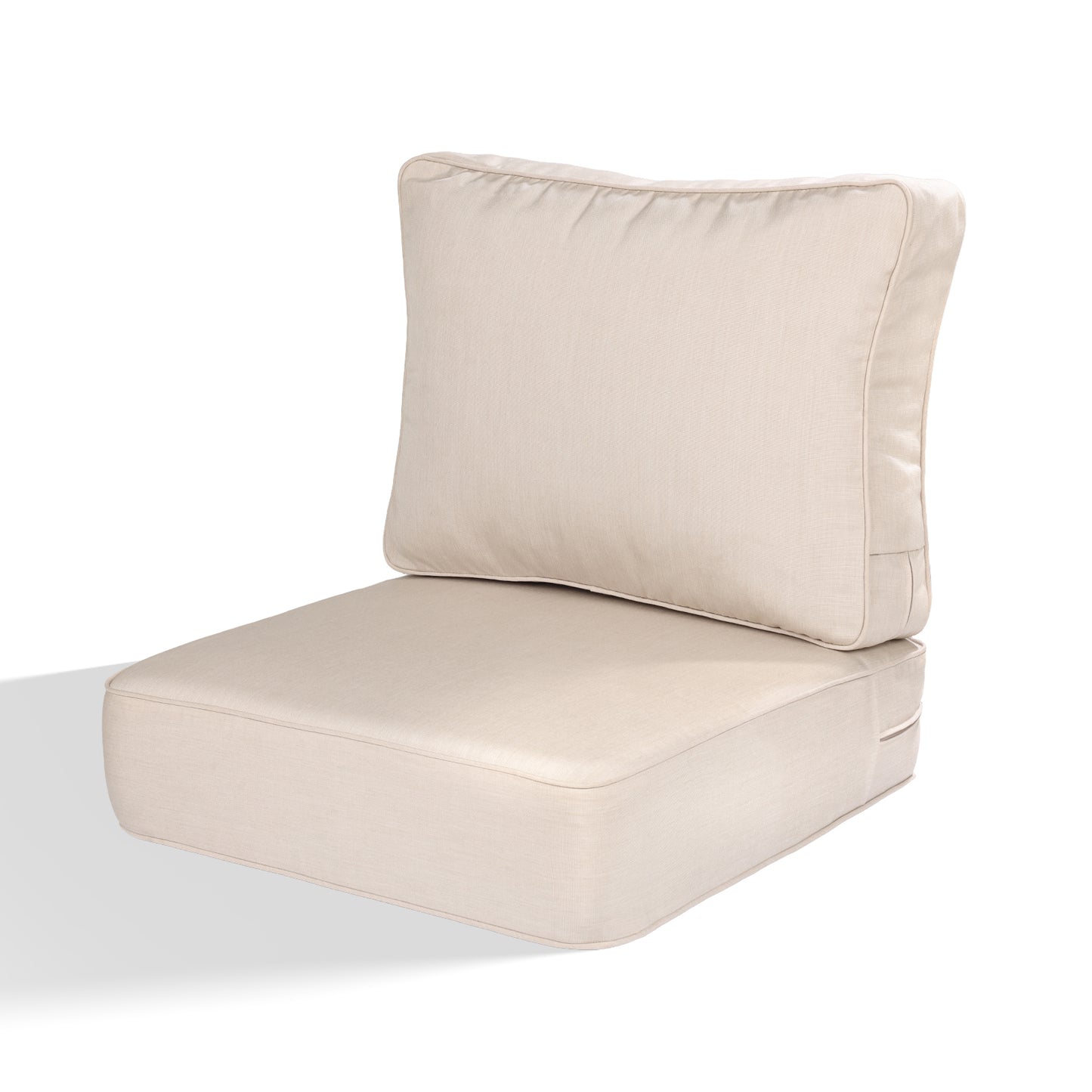 Premium Sunbrella Fabric Outdoor Patio Chair Cushions Set, Canvas Flax