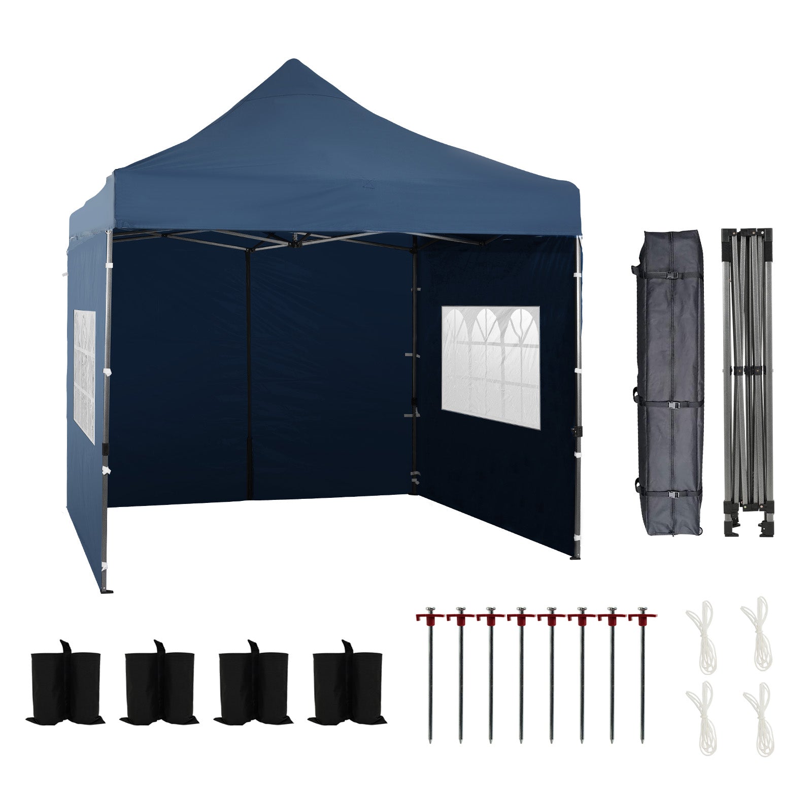 10x10 ft. Pop Up Canopy Tent with Windows Sidewalls and Wheeled Bag - Aoodor 