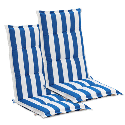 47x21x2.4 inch High Back Tufted Patio Chair Cushions, Blue Stripe