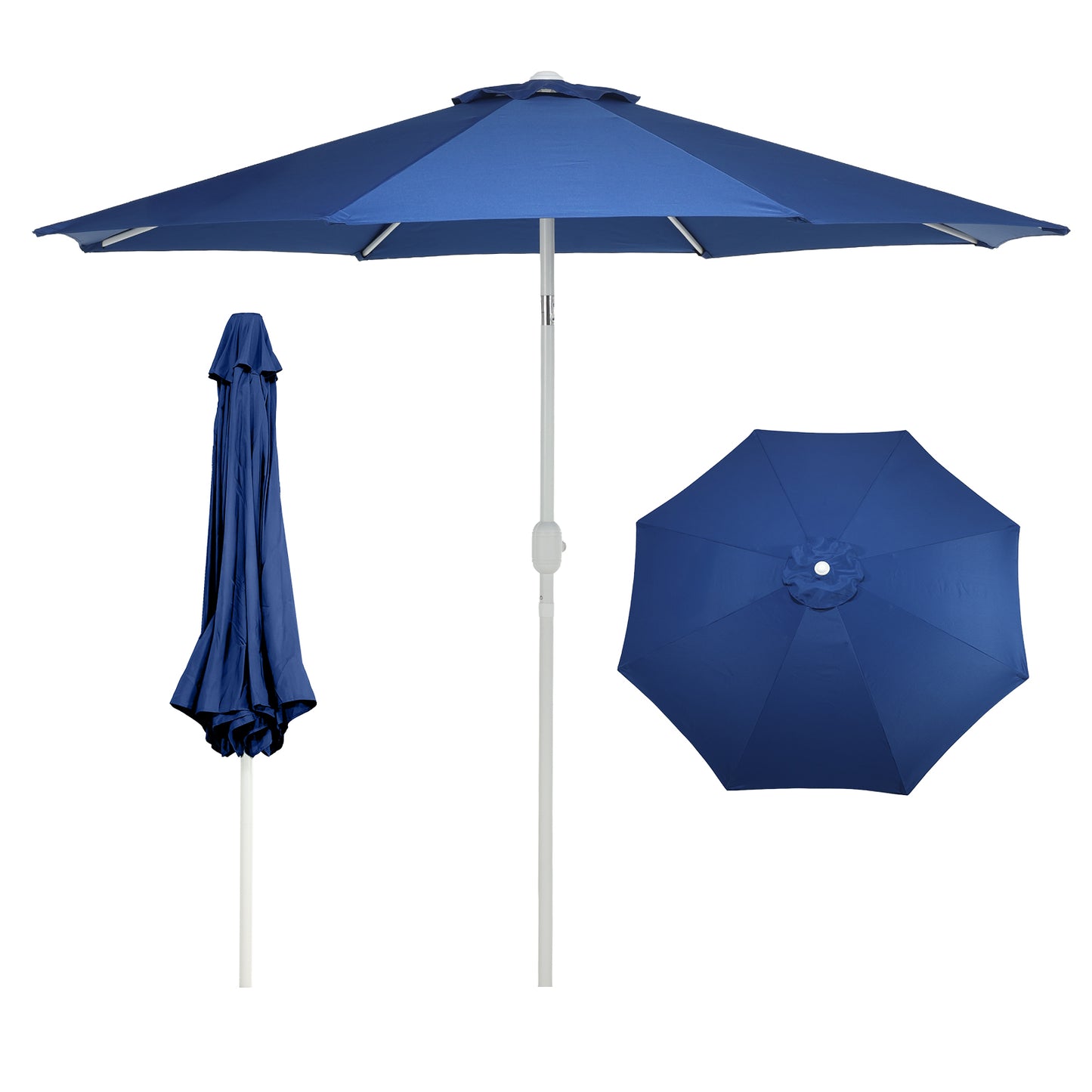9 ft. Outdoor Patio Market Umbrella with 8 Sturdy Ribs, Push Button Tilt and Crank - Aoodor 