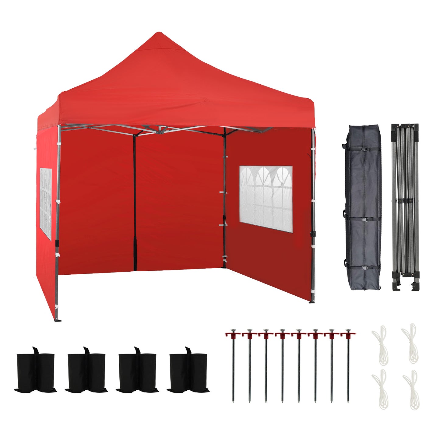 10x10 ft. Pop Up Canopy Tent with Windows Sidewalls and Wheeled Bag - Aoodor 