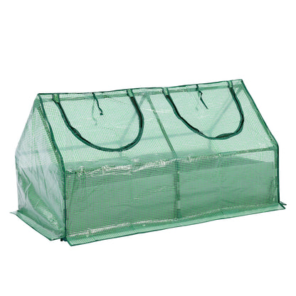 Raised Garden Bed with Mini Greenhouse Cover, Green PE Planter Box Kit - Aoodor 
