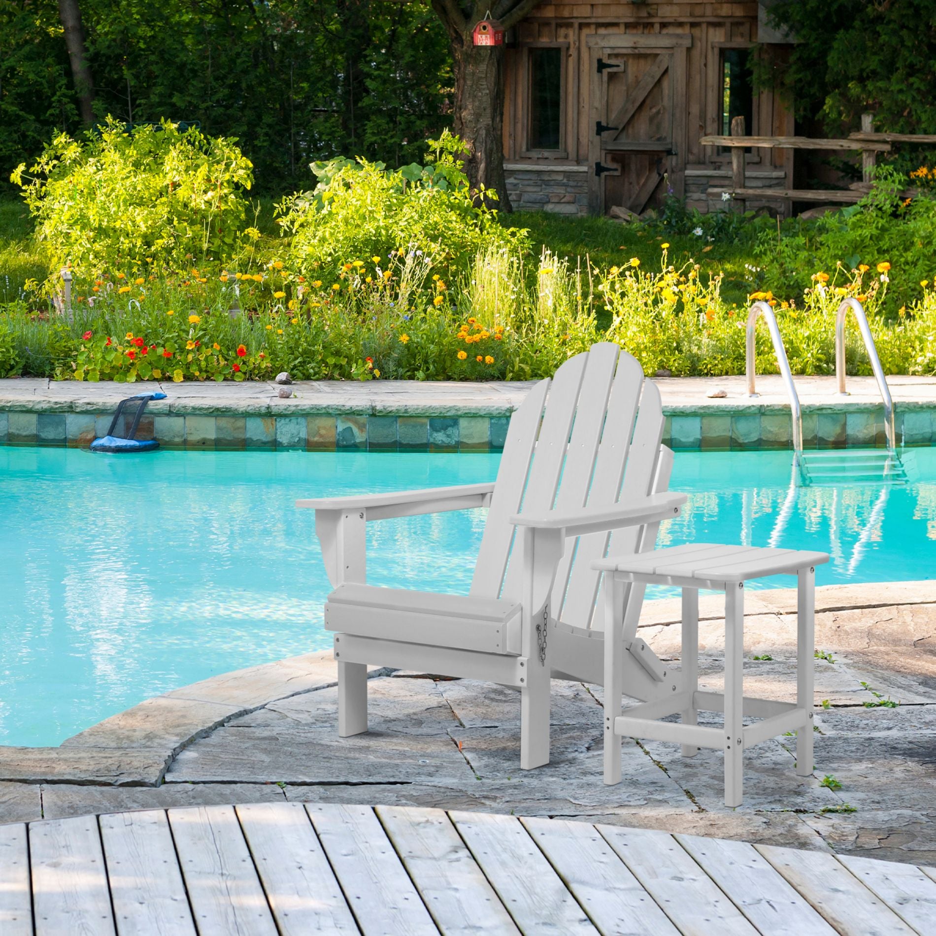 18x14.6x19 inch Outdoor Side Table, Square Adirondack Patio End Table for Patio, Pool, Porch - Aoodor 