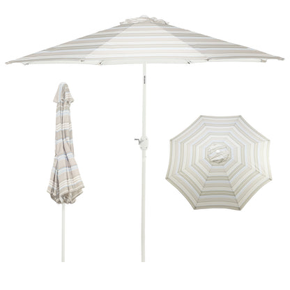 9 ft. Outdoor Patio Market Umbrella with 8 Sturdy Ribs, Push Button Tilt and Crank