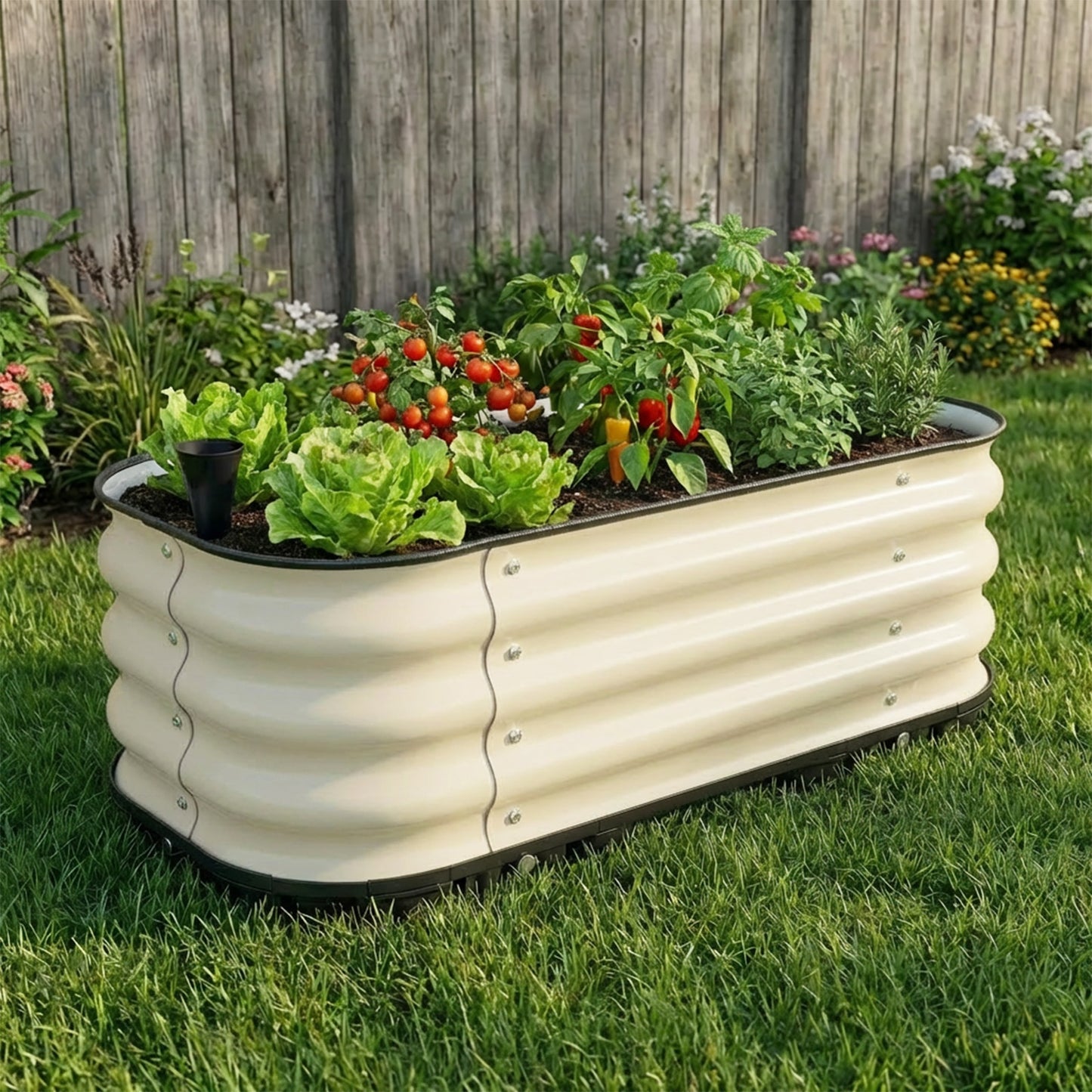 11" Tall Galvanized Raised Garden Bed, Self-Watering Planter Box - 31.5"x16.5"