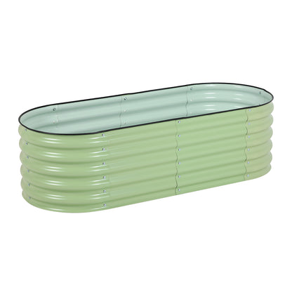 17" Tall 4-In-1 Modular Oval Metal Raised Garden Bed Kit - 60"x24"