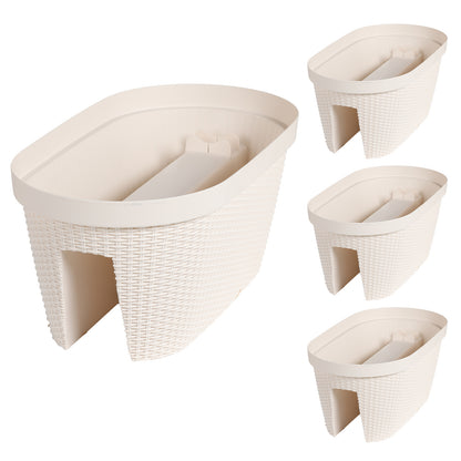 19.6 inch Balcony Rattan Pattern Railing Planter Box with Drainage Holes and Adjustable Brackets - Set of 4 - Aoodor 