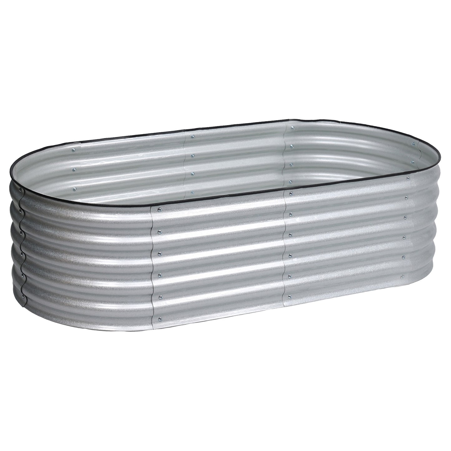 17" Tall 4-In-1 Modular Oval Metal Raised Garden Bed Kit - 60"x24"