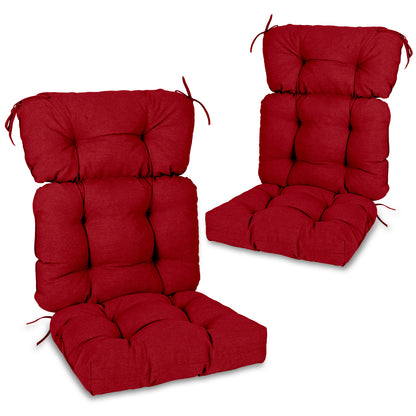 Tufted Outdoor High Back Chair Cushions Patio Rocking Pads for Furniture, Red