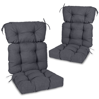 Tufted Outdoor High Back Chair Cushions Patio Rocking Pads for Furniture, Dark Gray