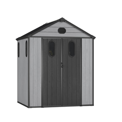 Outdoor Resin Storage Shed with Windows, Mesh Vents and Lockable Door