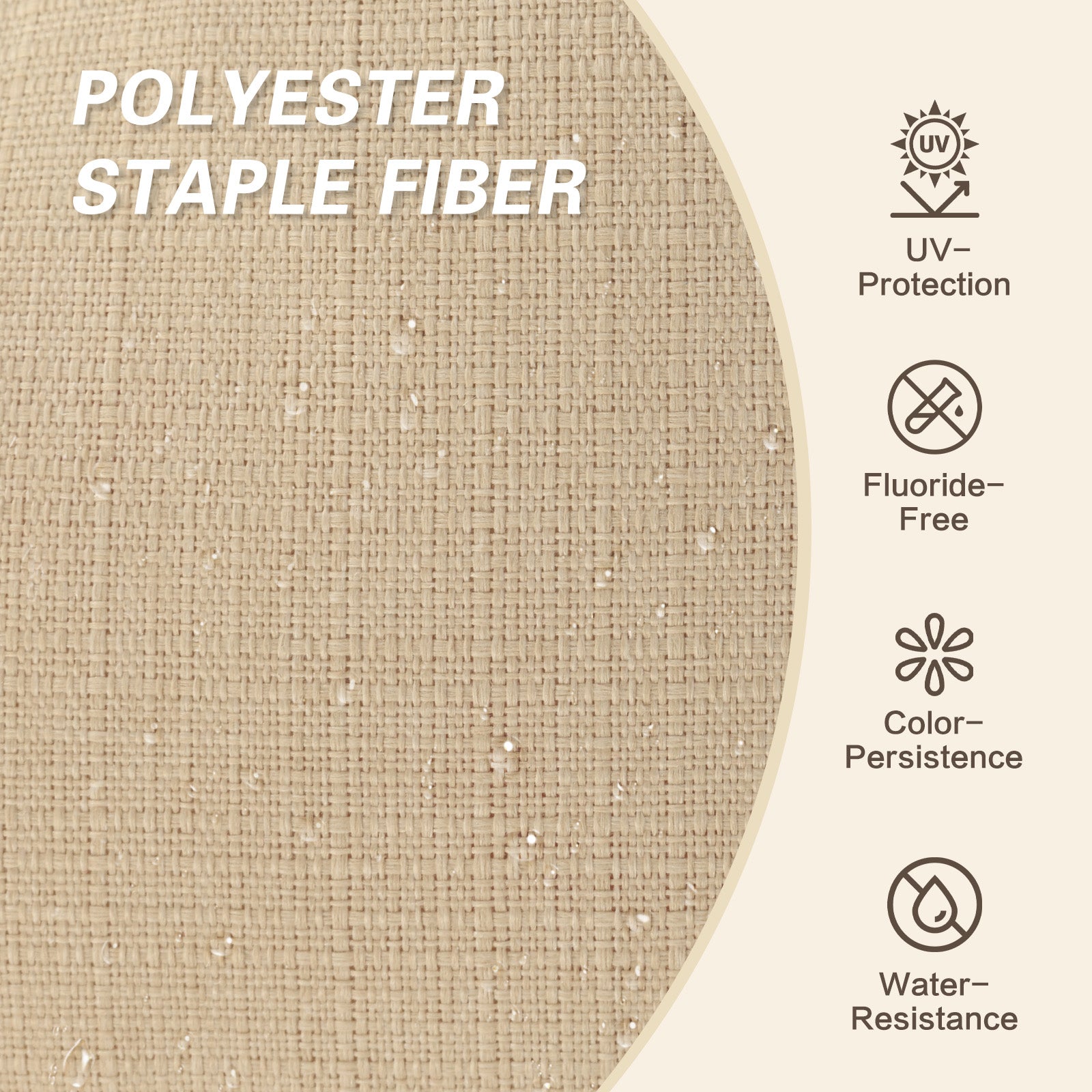 Outdoor Polyester Tufted Bench Cushion, Water & Fade Resistant, Khaki - Aoodor 