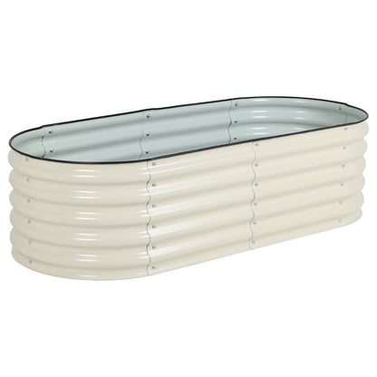 17" Tall 4-In-1 Modular Oval Metal Raised Garden Bed Kit - 60"x24"