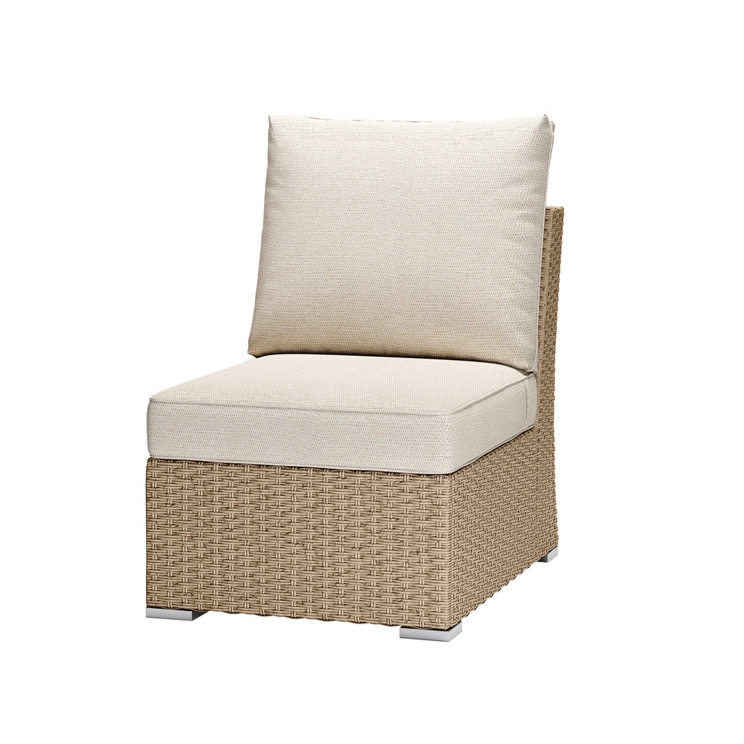 Aoodor Patio Armless Sofa with Beige Cushions: Aesthetic Living Style