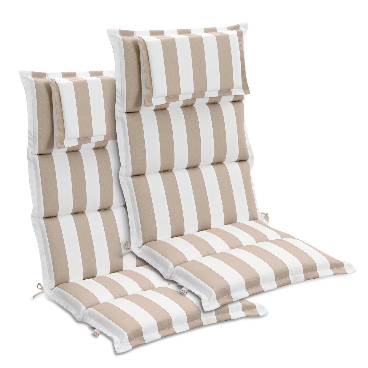 47x21x2.4 inch High Back Patio Chair Cushions with Headrest, Multi-Section, Beige Stripe