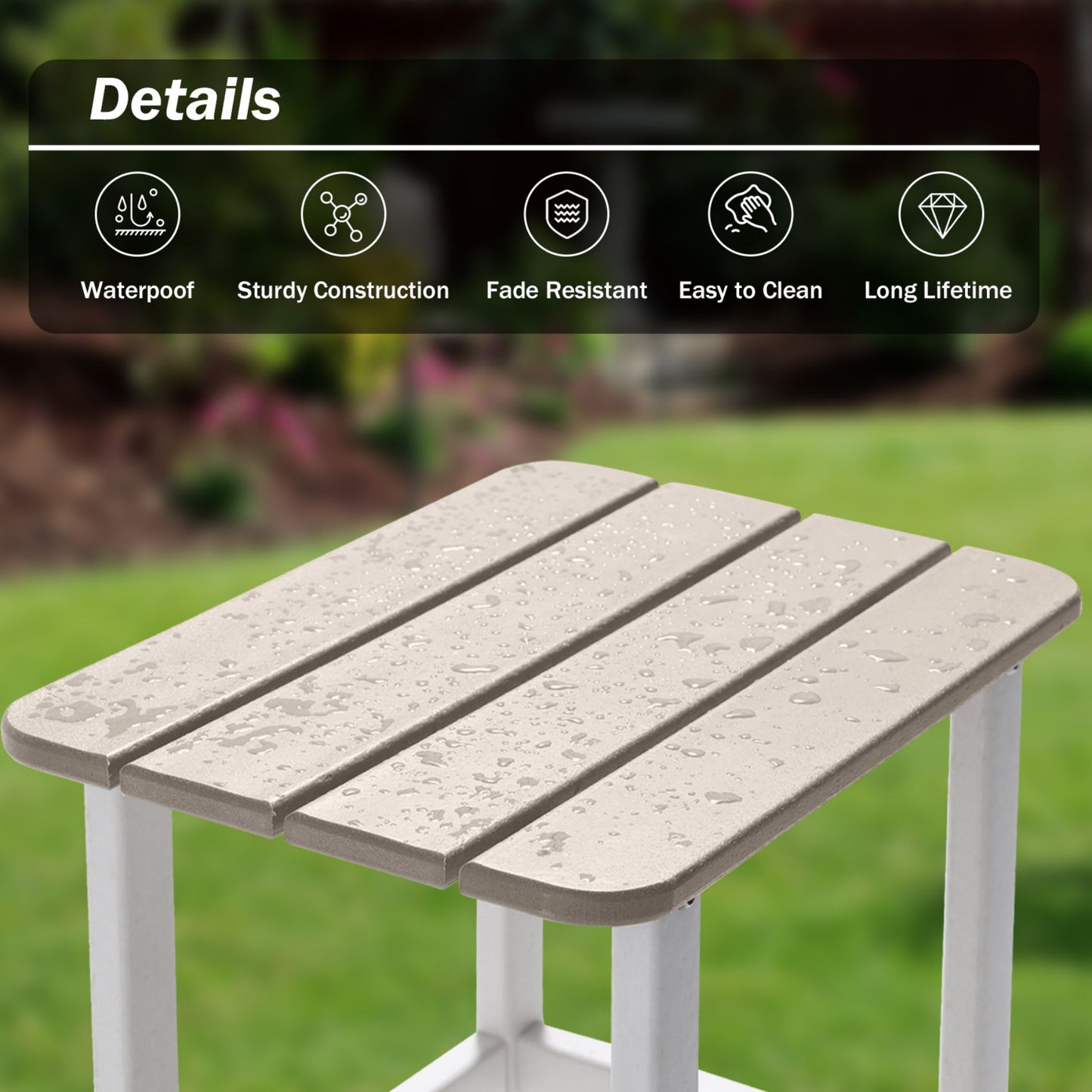 18x14.6x19 inch Outdoor Side Table, Square Adirondack Patio End Table for Patio, Pool, Porch - Aoodor 