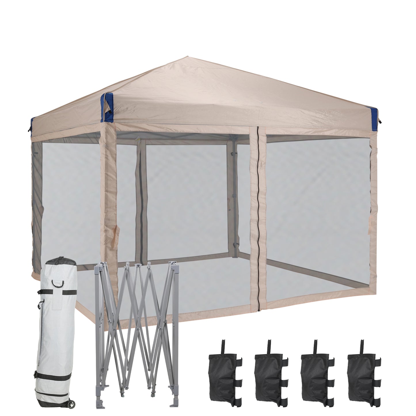 10x10/12x12 ft. Pop Up Canopy Tent with Removable Mesh Sidewalls