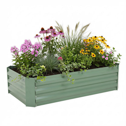 11" Tall Metal Raised Garden Bed, Galvanized Steel Planter Box - 4'x2'
