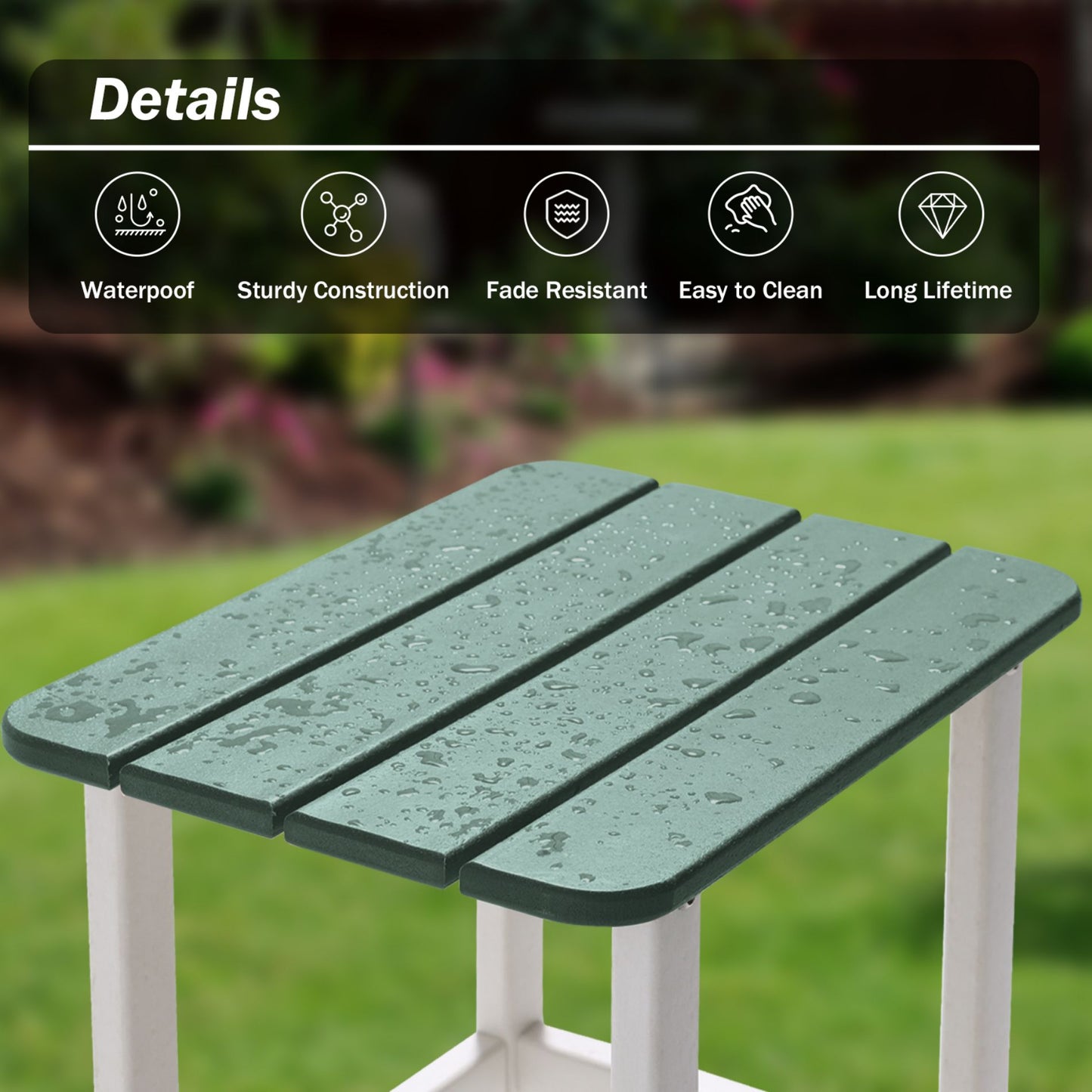 18x15x19 inch Outdoor Side Table, Weather-Resistant Square Patio End Table