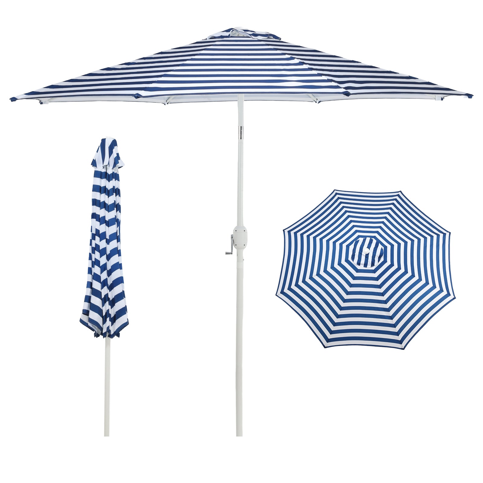 9 ft. Outdoor Patio Market Umbrella with 8 Sturdy Ribs, Push Button Tilt and Crank - Aoodor 