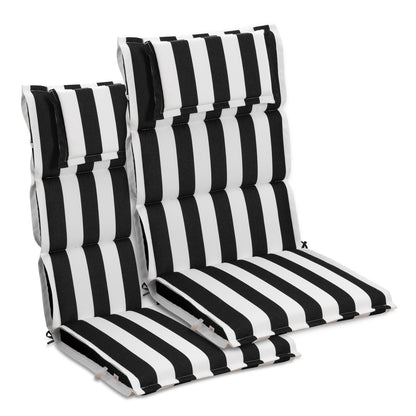47x21x2.4 inch High Back Patio Chair Cushions with Headrest, Black Stripe