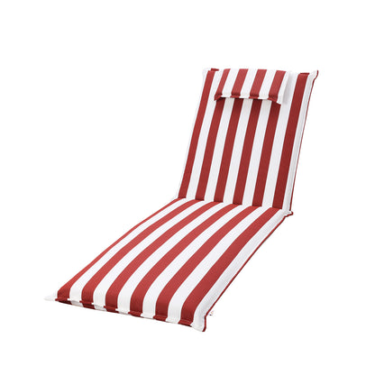 79x25x3 inch Outdoor Lounge Chair Cushion with Headrest, Red Stripe