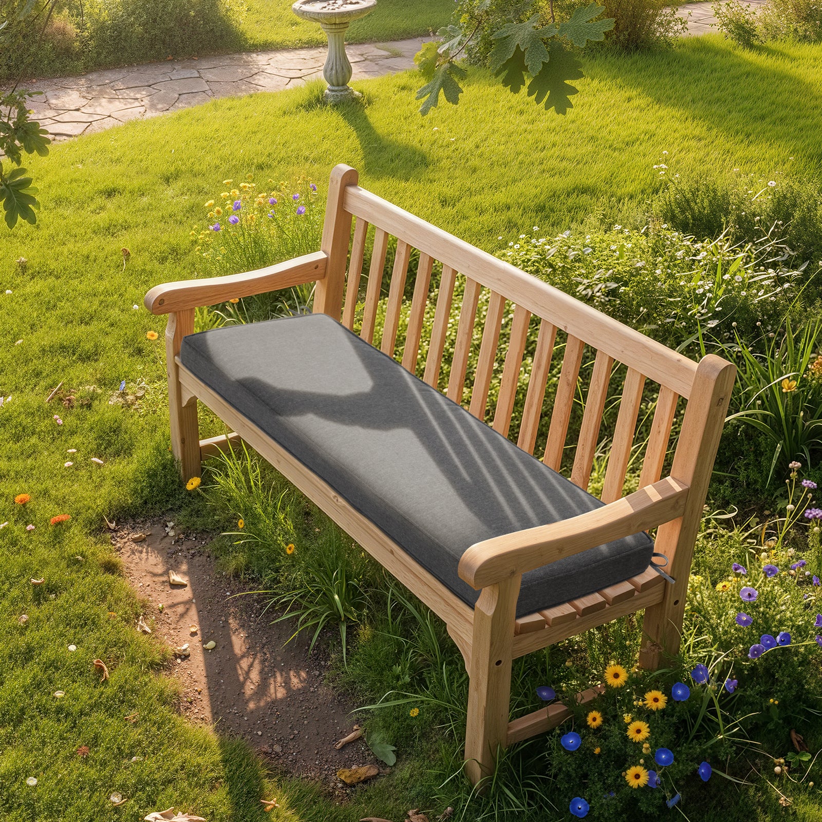 46x18x3 inch Patio Bench Cushion - Charcoal - Aoodor 