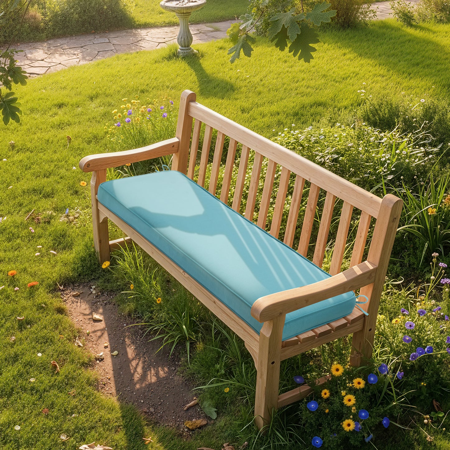 46x18x3 inch Patio Bench Cushion - Blue - Aoodor 