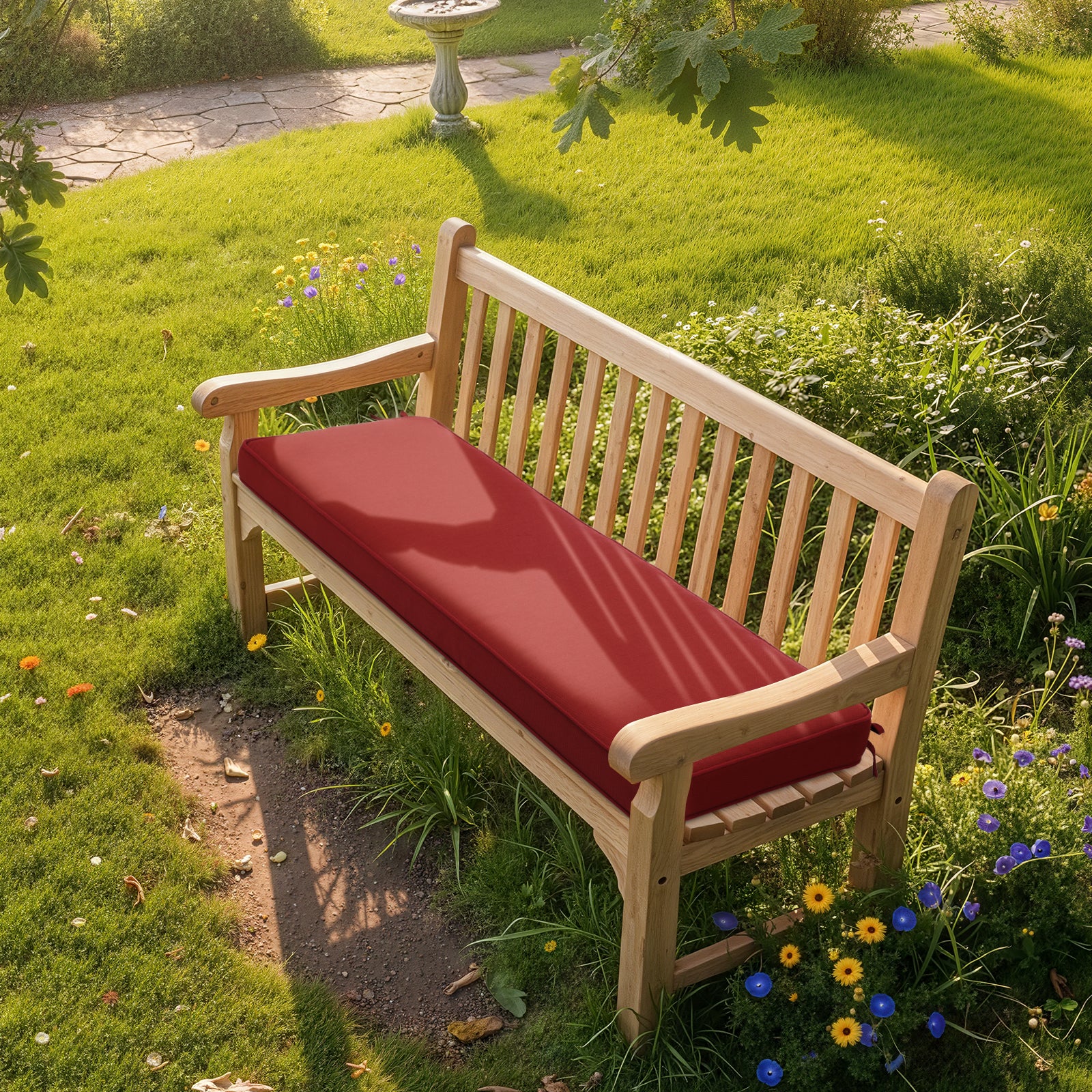 46x18x3 inch Patio Bench Cushion - Wine Red - Aoodor 