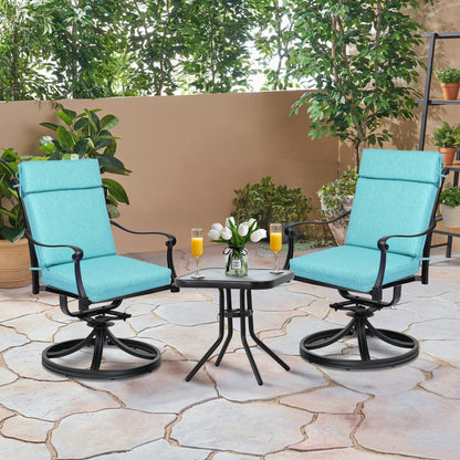 Outdoor High Back Dining Chair Cushion Set, Polyester Fabric, TPU Water Repellent Coating, Teal - Aoodor 