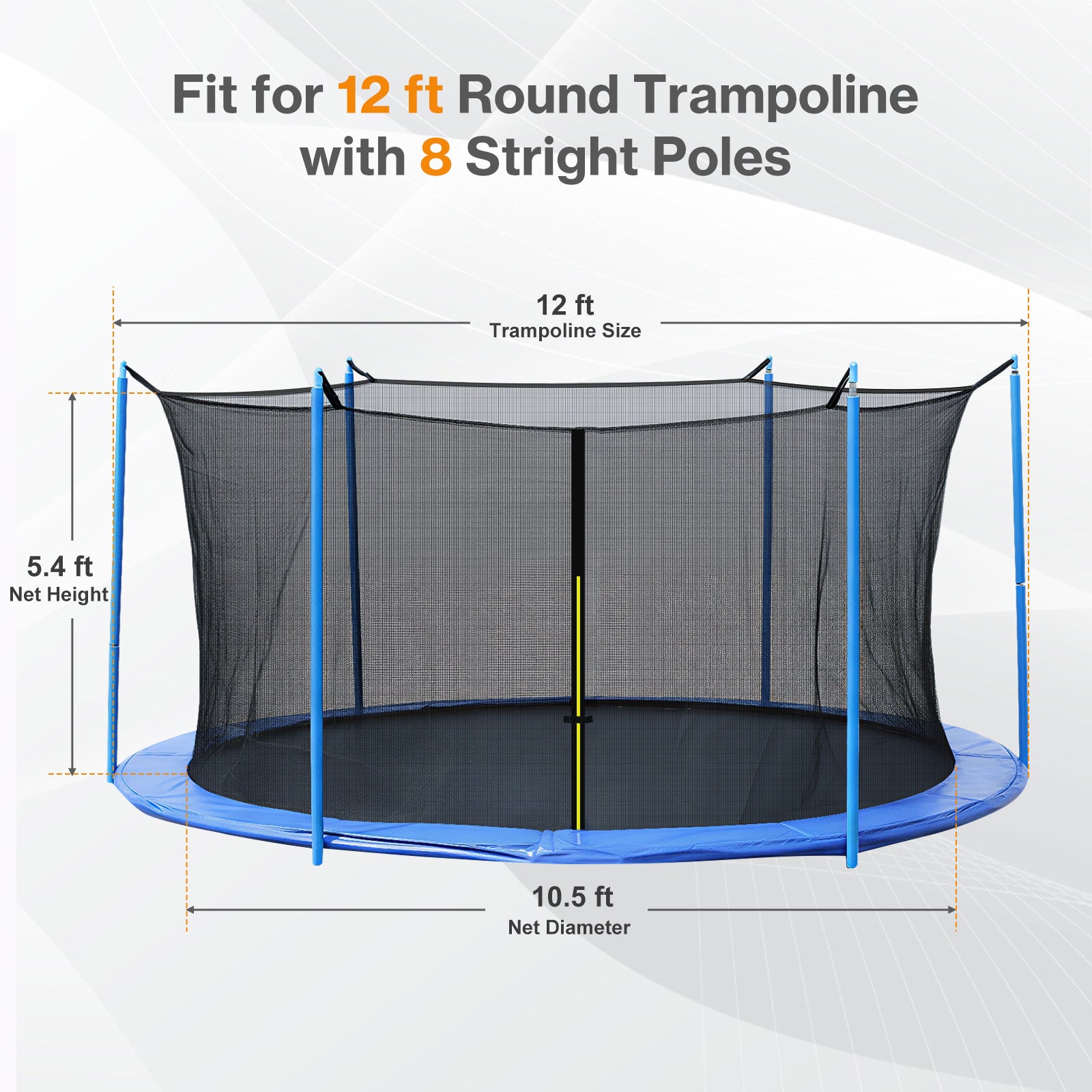 Trampoline Replacement Net for Outdoor Round Frame Trampolines, Safety Enclosure Net - Aoodor 