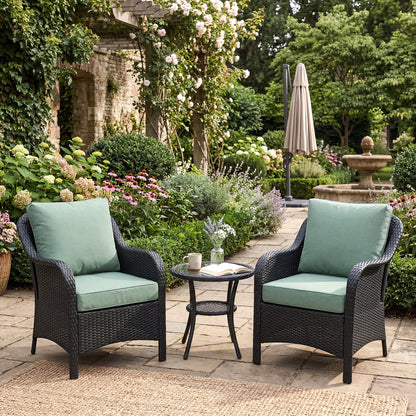Outdoor Deep Seat Cushion Set, Patio Chair Back & Seat Cushions, Forest Green