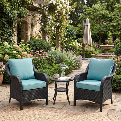Outdoor Deep Seat Cushion Set, Patio Chair Back & Seat Cushions, Caribbean Turquoise