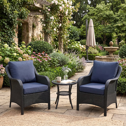 Outdoor Deep Seat Cushion Set, Patio Chair Back & Seat Cushions, Navy Blue