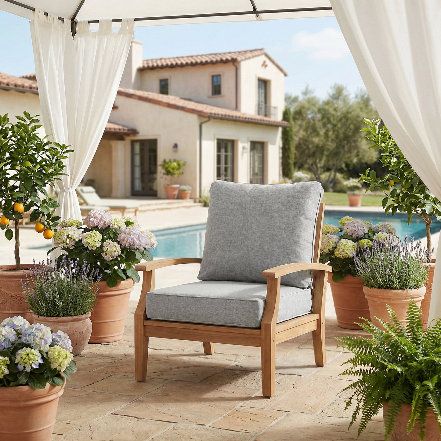 Outdoor Deep Seat Cushion Set, Patio Chair Back & Seat Cushions, Light Gray