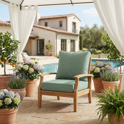Outdoor Deep Seat Cushion Set, Patio Chair Back & Seat Cushions, Forest Green
