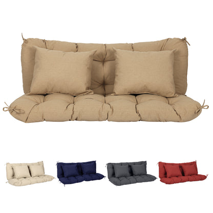 59" Tufted Porch Swing Cushions, Extra 5.1" Thick Outdoor Swing Bench Replacement Cushion with Backrest and 2 Pillows - Brown - Aoodor 