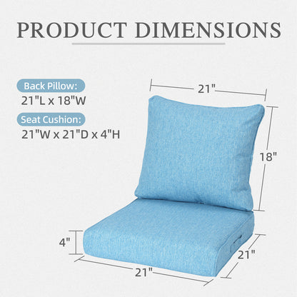 Outdoor Deep Seat Cushion Set, Waterproof Patio Chair Cushions, Lake Blue