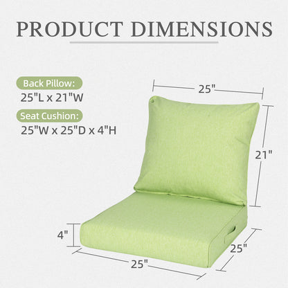 Outdoor Deep Seat Cushion Set, Waterproof Patio Chair Cushions, Green