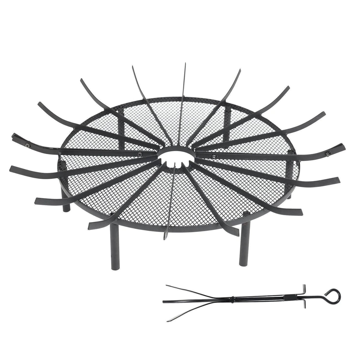 28/32/36 inch Heavy Duty Fire Grate Log Grate, Round Spider Wagon Wheel Firewood Grate - Aoodor 