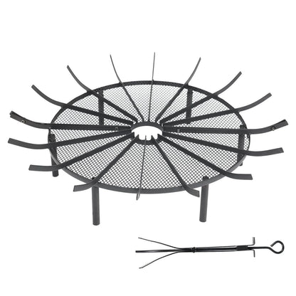28/32/36 inch Heavy Duty Fire Grate Log Grate, Round Spider Wagon Wheel Firewood Grate - Aoodor 