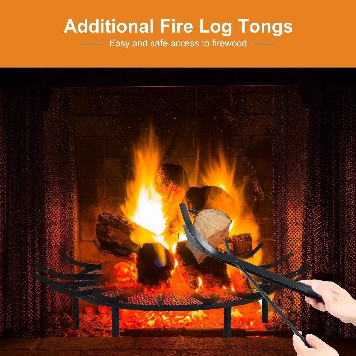 28/32/36 inch Heavy Duty Fire Grate Log Grate, Round Spider Wagon Wheel Firewood Grate - Aoodor 