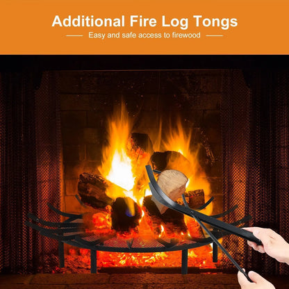 28/32/36 inch Heavy Duty Fire Grate Log Grate, Round Spider Wagon Wheel Firewood Grate - Aoodor 
