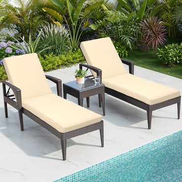 72x21x3 inch Patio Chaise Lounger Cushions Set of 2 - Beige - Aoodor 