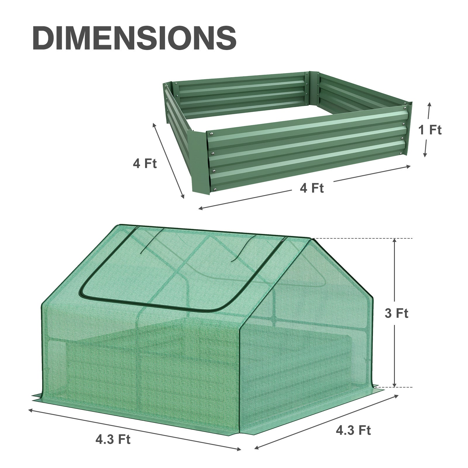 Mini Greenhouse Kit With Raised Garden Metal Beds - Aoodor 